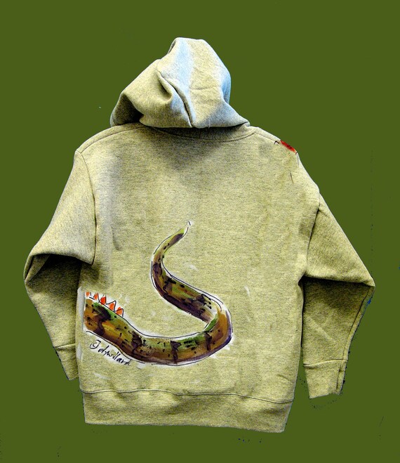 Mascota Iguana custom Painted Zip-front Hoodie | Etsy México