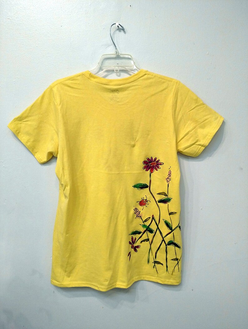 Wildflower Garden handpainted on short sleeved Tshirt for Women and Plus Sizes image 2