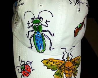 Realistic Bugs, Insects, Salamanders hand painted baseball cap for men and boys