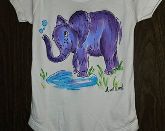 Purple Elephant Hand Painted Onesie Bodysuit for babies