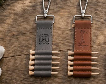 Personalized Golf Bag Tag with Tee Holder, Custom Name Golf Gift, Dad Golf Accessory, Golf Lover Gift for Men, fathers day gift ideas named