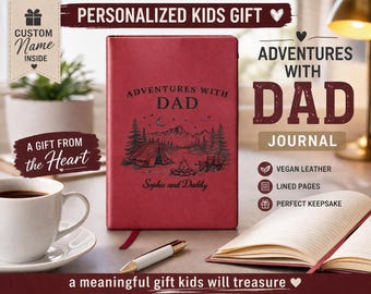Adventures With Dad Journal, Personalized Kids Gift, Father Daughter Gift, Camping Journal, Custom Notebook for Son, Memory Book Gift