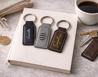 Bulk Vegan Leather Keychain, Custom Logo Keychain, Corporate Gift, Promotional Giveaway, Business Branding, Personalized Key Tag, Wholesale