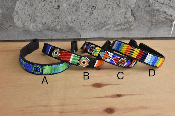 Handmade Beaded Leather Horse Browband: African Leather Bridle Parts