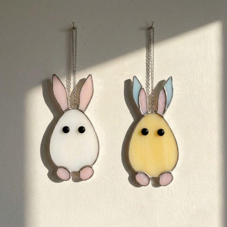 Handmade Stained Glass Bunny Window Decor, Easter Rabbit Panel Gift - Etsy