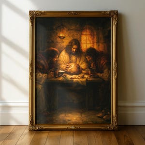 Jesus Breaking Bread Printable, Supper at Emmaus Christian Wall Art, Biblical Digital Download