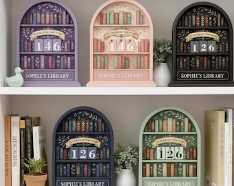 Personalized Books Read This Year Tracker Sign, Custom Wooden Bookshelf Decor, Reading Book Counter, Book Lovers Gift, Custom Library Sign