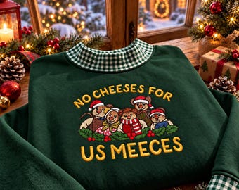 Geborduurd Muppets Christmas Carol Gingham-sweatshirt, No Cheeses For Us Meeces coltrui, grappig Rizzo Gonzo kerstcadeau