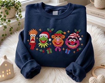 Sudadera bordada de Los Muppets en Cuento de Navidad, Sudadera de cuello redondo de los Muppets de Disney para Navidad, Camiseta divertida de Rizzo Gonzo para las fiestas, Regalo de Navidad