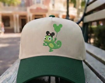 Tangled Pascal Mickey Balloon Embroidered Hat, Cute Disney Character Baseball Cap, Disney Vacation Outfit