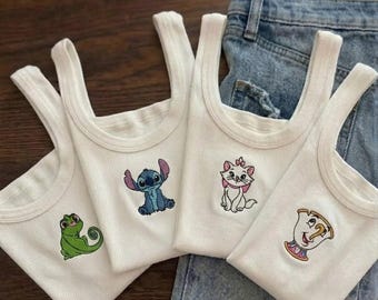 Personalized Disney Inspired Character Embroidered Tank Top, Custom Family Trip Shirt, Magical Vacation Outfit