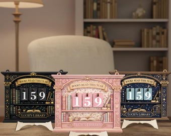 Personalized Books Read This Year Tracker Sign, Custom Wooden Bookshelf Decor, Reading Goal Counter, Book Lovers Gift, Custom Library Sign