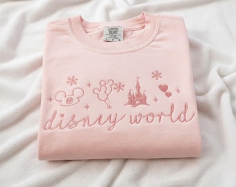 Embroidered Disney Coquette Shirt, Disney World Bow Embroidered Sweatshirt, Cute Disney Princess Shirt for Magical Trips, Gift For Her