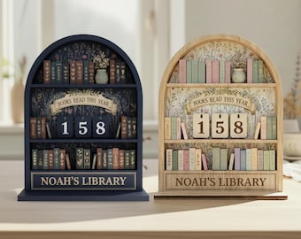 Personalized Books Read This Year Tracker Sign, Custom Wooden Bookshelf Decor, Reading Goal Counter, Book Lovers Gift, Custom Library Sign