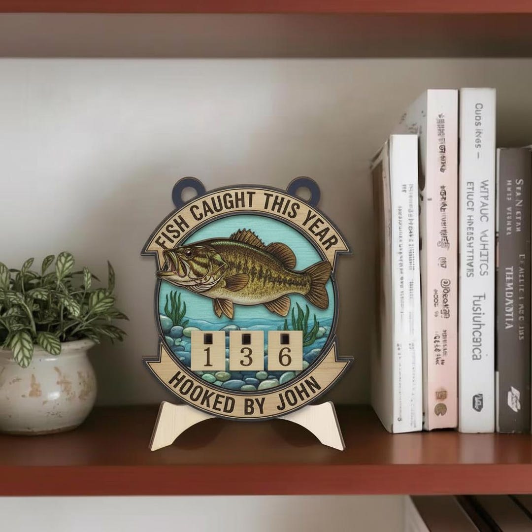 Custom Fish Hooked Tracker Sign, Fish Caught This Year Display, Vintage ...