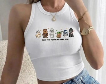 Star Wars Character Embroidered Tank Top, May the Force Be With You Shirt, Disneyland Star Wars Trip Outfit