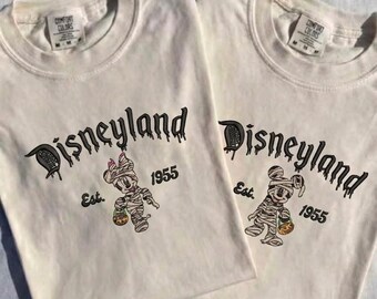 Custom Mickey Minnie Halloween Embroidered Disneyland Shirt, Disney Family Matching Tee, Spooky Season Park Outfit