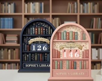 Personalized Books Read This Year Tracker Sign, Custom Wooden Bookshelf Decor, Reading Book Counter, Book Lovers Gift, Custom Library Sign