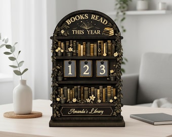 Personalized Books Read This Year Tracker Sign, Custom Wooden Bookshelf Decor, Reading Book Counter, Book Lovers Gift, Custom Library Sign