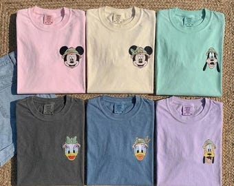 Disney Animal Kingdom Embroidered Comfort Colors Shirt, Mickey Friends Disney Trip Matching Vacation Tee