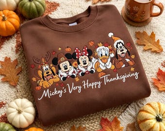 Sudadera Mickey's Very Happy Thanksgiving, Suéter Disney Mickey and Friends Otoño Otoño, Lindo Cuello Redondo Calabaza Otoño, Viaje Disney Acción de Gracias