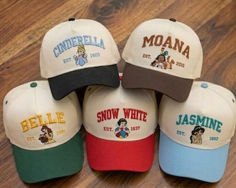 Princess Embroidered Disney Hat, Cute Girl Baseball Cap, Disney Family Vacation Outfit, Matching Trip Hat
