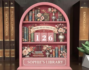 Personalized Books Read This Year Tracker Sign, Custom Wooden Bookshelf Decor, Reading Goal Counter, Book Lovers Gift, Custom Library Sign