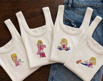 Custom Lizzie McGuire Embroidered Tank Top, Lizzie McGuire Y2K Crop Shirt, Disney Inspired Vacation Outfit