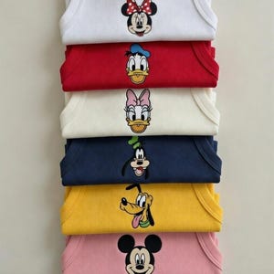 Embroidery Mickey & Friends Crop Ribbed Tank Top, Simple Mouse Brown Baby Tee, Disneyworld Y2K, Girly Aesthetic Disney Magic Kingdom Tee
