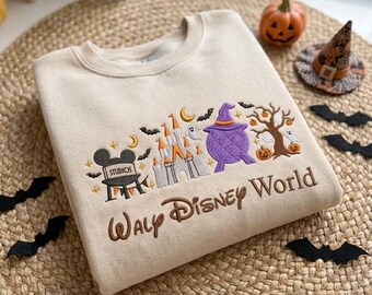 Embroidered Disney Halloween Castle Epcot Shirt, Spooky Pumpkin Ghost Sweatshirt, Fall Theme Park Vacation Outfit