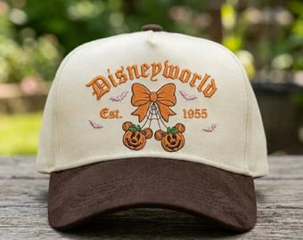 Disney Main Street Pumpkin Embroidered Hat, Coquette Halloween Mickey Cap, Disneyland Fall Vacation Outfit
