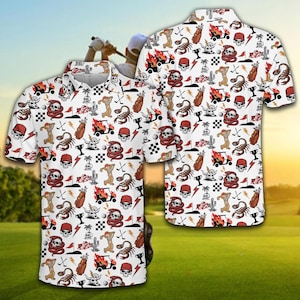 Skull Golf Polo Shirt for Men, Unique Skull Pattern Golf Shirt, Edgy Golf Fashion Polo, Bold Skull Print Shirt Gift for Him