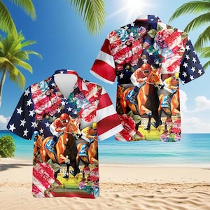 Camisa Hawaiana De Flores De Caballo Para Hombres - Camisa De Caballo De Fantasía Para Hombre, Camisa De Manga Corta Con Botones (MP_HW_24), Caballo_35