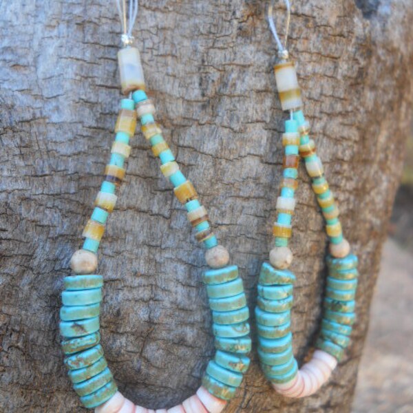 SALE Native American  Earrings Turquoise Traditional Jacla Earrings Gift Box