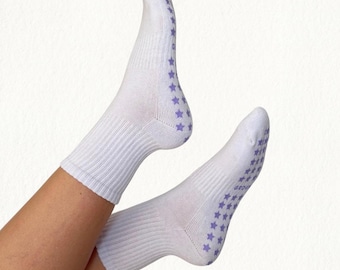 White Pilates Grip Socks | Non Slip Barre & Yoga Workout Socks | Studio Essentials