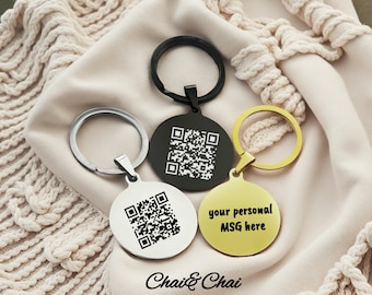 Custom event invitation QR code keychain. Advertising Small business Company Website. Song Playlist . online Promotion Scannable Barcode