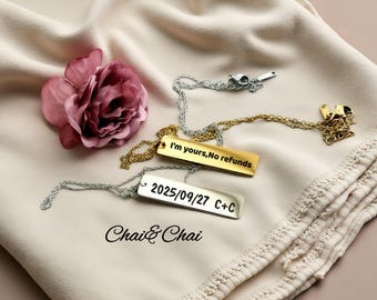 Personalized Engraved Bar Charm Add On Name Date /Bar Gold Rectangle Tag Silver Bar Personalized Vertical Laser Engraved Stainless Steel