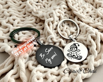 Personalized Voodoo Snowboard keychain/ "BE SAVE" my daughter kid, winter sport keyring /Unique Snowboard Accessory, Snowboarding bag tag.