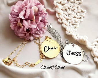 Personalized Engraved Handmade Medallion Pendant Custom Name Engraved Coin Necklace Jewelry Charm Necklace Back to College Gift Initial Disc