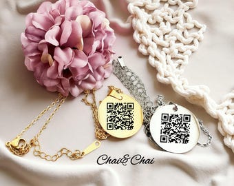 Custom Voice recoding Scannable necklace gift.remembrance QR code charm. Song Playlist.for Women Jewelry Gift Wedding Gift.memorial keepsake