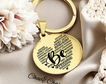 personalized selflove keychain/Positivity Recovery Self Care Encourage Gift/Inspirational Affirmation gift Keychain/look inside/Gift to mom