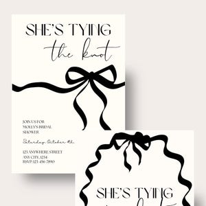 Black Bow Bridal Shower sign and Invitation template duo