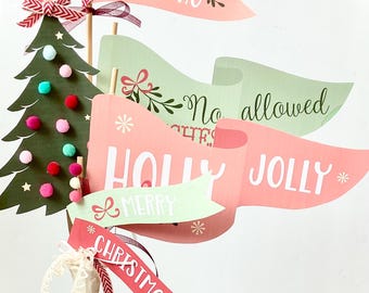 Christmas Pennant Banner Flags: Printable DIY Party Decor (Pdf & Jpg) - Digital ONLY