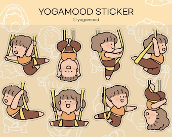 Yogamood Yoga-klistermärkesset – Handritade karaktärspositioner (3 ark)