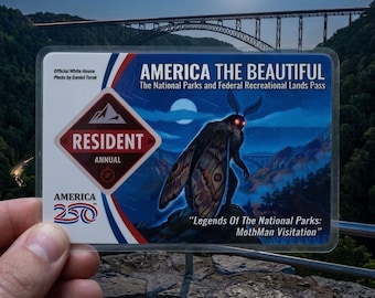 Mothman National Park Pass Holder, America The Beautiful Card Sleeve, Protective Annual Pass Cover, Unique Cryptid Travel Gift for Hikers