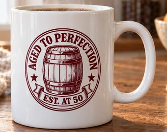 50th Birthday Mug - Aged to Perfection Vintage Badge