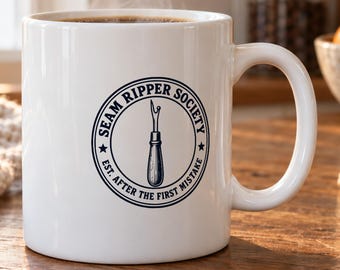 Seam Ripper Society Mug - Vintage Sewing Badge
