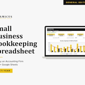 Small Business Bookkeeping Spreadsheet, Income Expense Tracker, Profit and Loss Template, Excel Google Sheets Accounting Template CPA