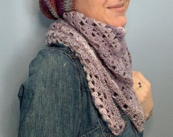 Lacy Lavender Hearts Triangle Scarf