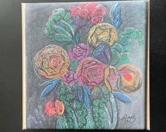 Retro Bouquet - 8x8 inch canvas print